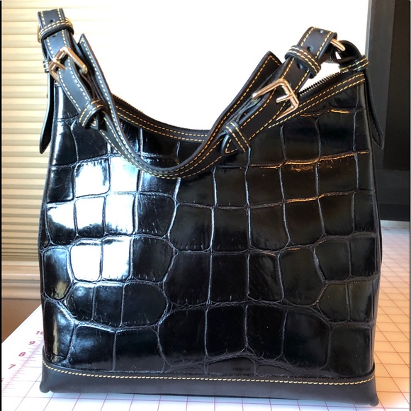 Dooney & Bourke Black Crocodile embossed leather hobo purse - Picture 2 of 5